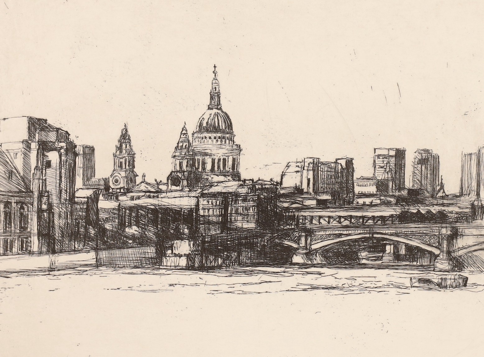 David Carr (1944-2009), three etchings, 'Danby, Yorkshire', 'St Paul's and Blackfriars' and 'Christmas Eve, Lythe', signd and inscribed in pencil, largest 25 x 40cm, unframed